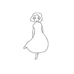 Beautiful Woman Doodle Black and White Illustration Fashion Girl Portrait Line Art Sketch Vector
