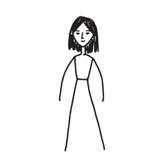 Beautiful Woman Doodle Black and White Illustration Fashion Girl Portrait Line Art Sketch Vector