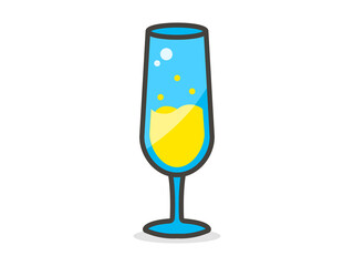 Champagne Glass with drink inside and bubbles illustration art