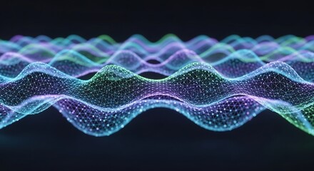 Ethereal Digital Waves: Abstract Network of Glowing Nodes and Lines