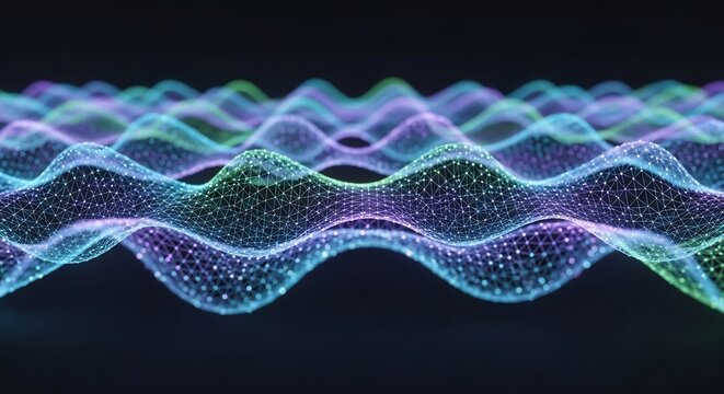 Ethereal Digital Waves: Abstract Network of Glowing Nodes and Lines