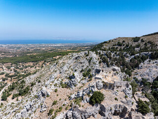 Aussicht auf die Burgruine von Palio Pyli auf der Insel Kos in Griechenland
