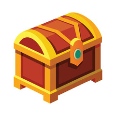 Gold and Gem Treasure Chest – Isometric Gaming Asset Vector