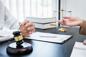 Consultation and conference of Male lawyer and professional businessman working and discussion...