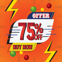 75% off sale banner, poster, card, template with vector illustration  discount sale