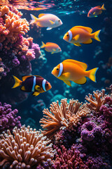 Obraz premium coral reef with fish under the sea