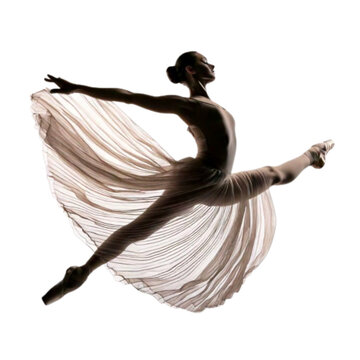 Silhouette of Ballet Dancer Leaping in Mid-Air, Artistic Dance Illustration, isolated transparent background png