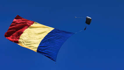 red and yellow parachute, Bias 2025, Bucharest, Romania
