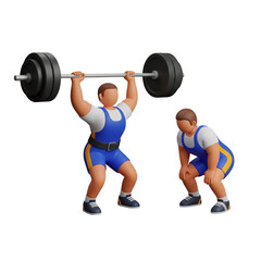 Obraz premium Weightlifters in Action A Dynamic 3D Render of Strength and Focus, Achieving Peak Performance
