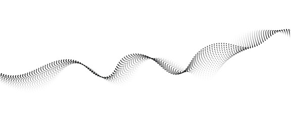 Flowing Dot Wave halftone gradient pattern on transparent background	
