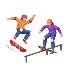 Obraz premium Dynamic 3D Skateboarders in Action A Vibrant Display of Skill and Urban Lifestyle