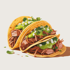 Mexican Carnitas Tacos with Salsa Verde Illustration