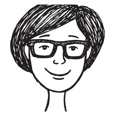 Beautiful Woman Doodle Black and White Illustration Fashion Girl Portrait Line Art Sketch Vector