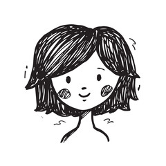 Beautiful Woman Doodle Black and White Illustration Fashion Girl Portrait Line Art Sketch Vector