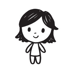 Beautiful Woman Doodle Black and White Illustration Fashion Girl Portrait Line Art Sketch Vector