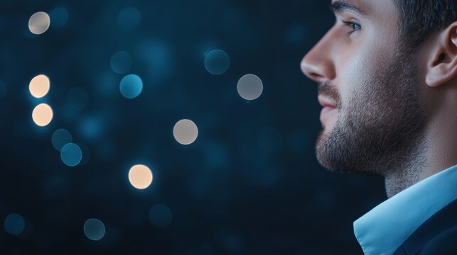 Recruitment Digital recruitment process with a futuristic interface displaying candidate profiles.