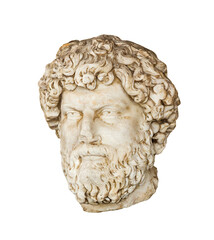 Ancient Roman marble bust of Lucius Aelius Verus isolated on white background