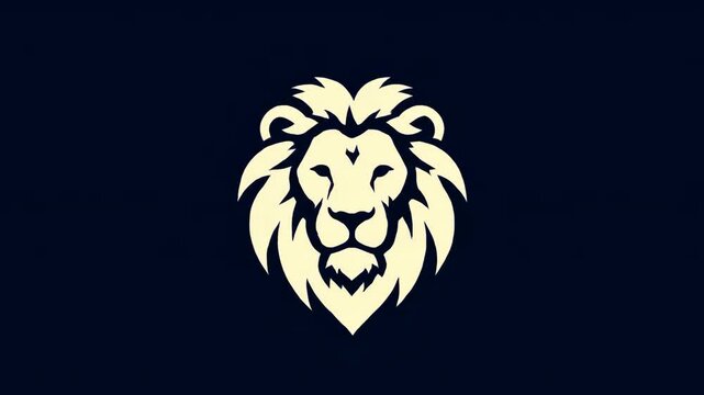 Lion head graphic design on dark background, logo template
