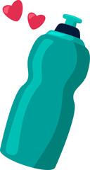 Vector illustration of water bottle with heart icons, conveying hydration, wellness and World Heart Day.
