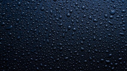 Dark Moody Water Droplets on Deep Blue Surface: Abstract Texture Background