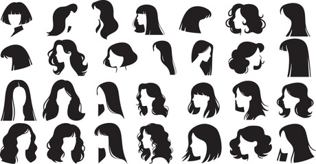 Discover stylish feminine silhouettes featuring trendy hairstyles for your next beauty design project or salon branding