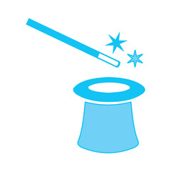 Magic hat and wand vector icon