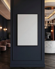 Modern digital display screen mockup for advertising and information in a contemporary retail or hospitality setting