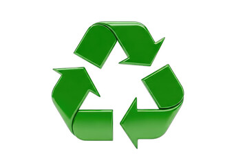 Obraz premium Shiny Green Recycle Arrows Symbol on Transparent Background EcoFriendly Concept 3D