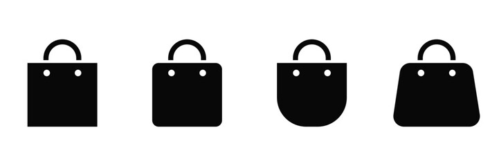 Shopping Bag Icons Set – Paper Package and Online Shop Symbol Collection in Outline Vector Design