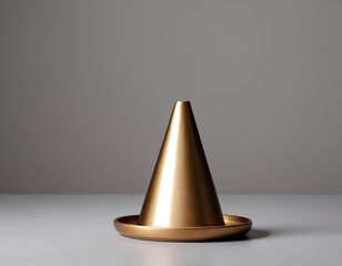 Fototapeta premium Minimalist Ceramic Cone on Gold Tray – Modern Home Decor Accent