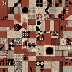 Modern geometric pattern showing squares, circles, and crackle texture