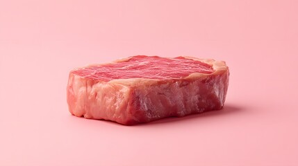 Raw beef steak on pink background ready for gourmet cooking