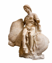 Ancient Greek statue of a Nereid on horseback from the pediment of the temple of Asclepius, Epidaurus (380 BC)