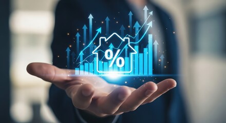 Financial growth and investment opportunity projected onto open hand representing future prospects