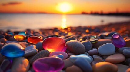 Colorful stones on the beach