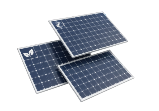 Stacked Blue Solar Panels with White and Transparent Background
