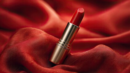 Red lipstick on red fabric (1)