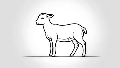Fototapeta premium Simple Black and White Line Drawing of Goat on Light Gray Background