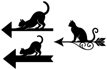 Cat and Arrow Silhouette Design
