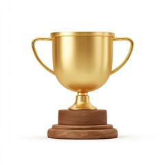 Golden trophy on a wooden base