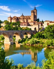 Fototapeta premium Ancient European city by a river