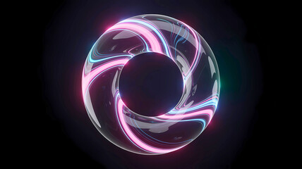 Glowing neon light bulb with bright colors and futuristic design