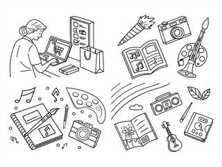 coloring page line art the hobby black vector bundle