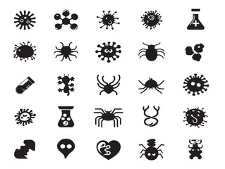 Attractive Immune System Disease and Treatment Icons Set in Minimalist Silhouette Artwork