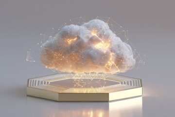 Abstract cloud on a hexagonal platform
