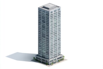 Isometric view of a tall office building