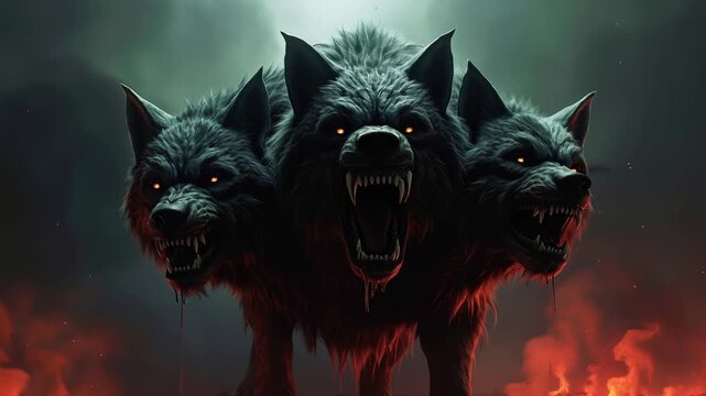 A terrible monster in the fog bares its fangs. A creepy video for Halloween.