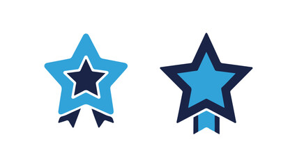 Blue Star Award Icons Set for Achievement and Quality