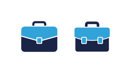 Two Blue Briefcase Icons Representing Business and Work