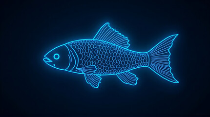 Naklejka premium Neon Blue Fish Illustration on Dark Background for Marine and Aquatic Themes